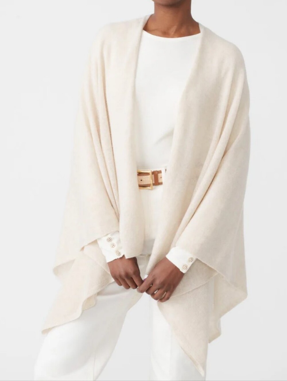 J. McLaughlin Julia Cashmere Wrap Oatmeal OS - Picture 7 of 7